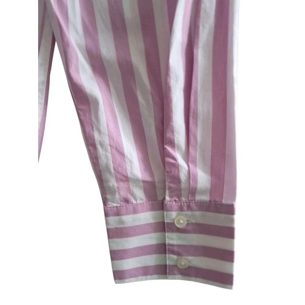 NWT J. Crew Top Women's XS Pink White Collared Popover Tunic Striped Preppy Work - Picture 7 of 13